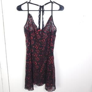 Apt 9 Dress Womens L Chemise Dark Florals Romantic Babydoll Lace Y2K Sexy